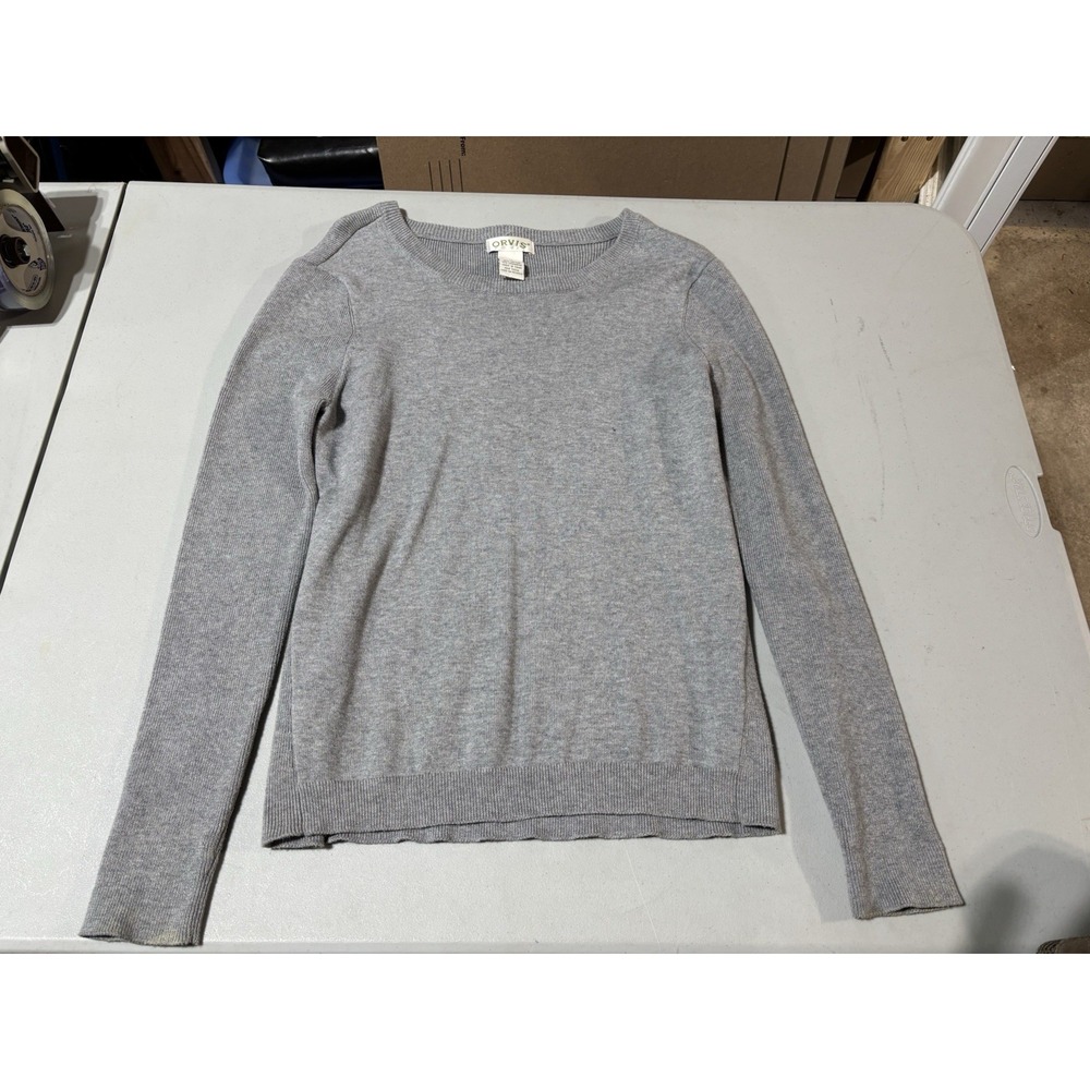 Orvis Sweater Womens Size M Gray Knit Long Sleeve Crew Neck